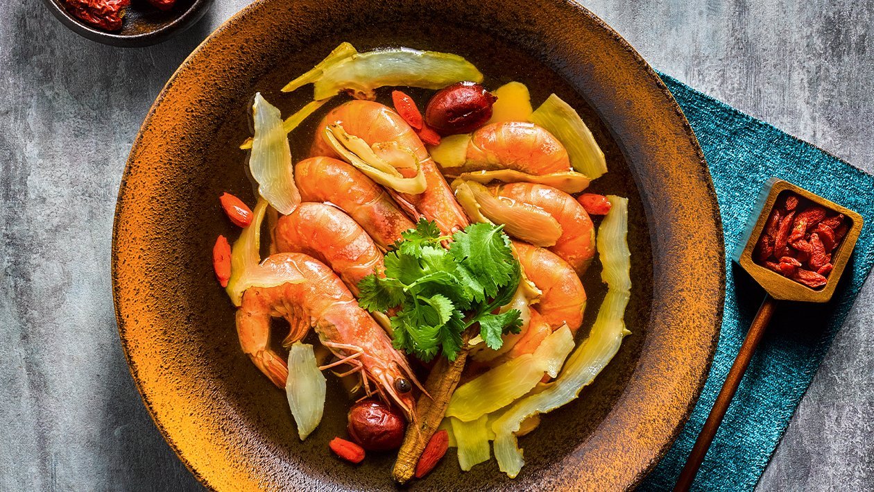 Herbal Drunken Prawns