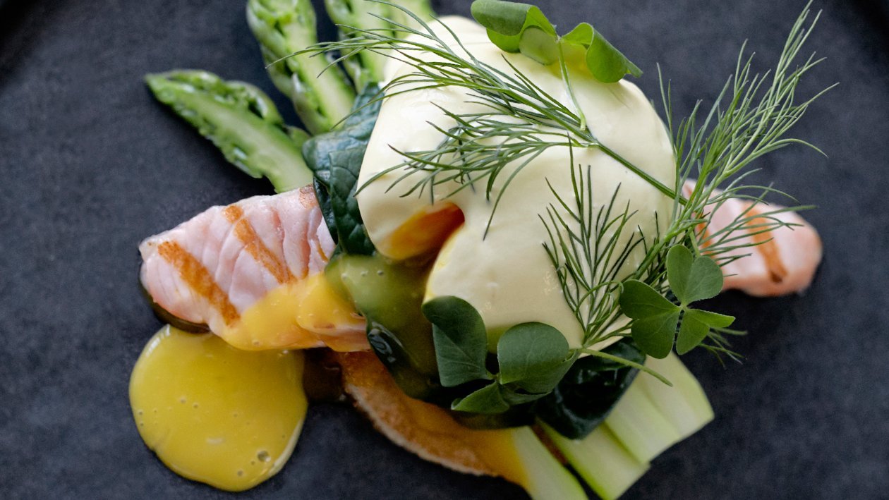 Eggs Benedict with Grilled Salmon