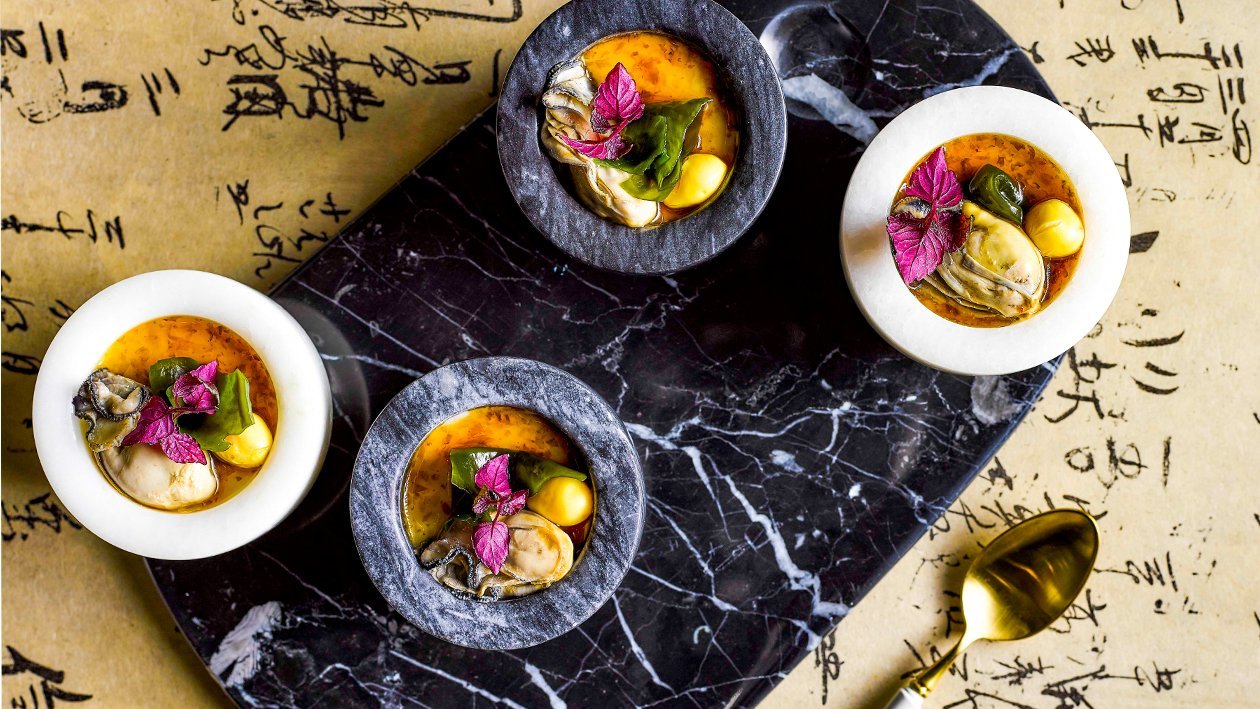 Steamed Chawamushi with Oysters and Kaiso