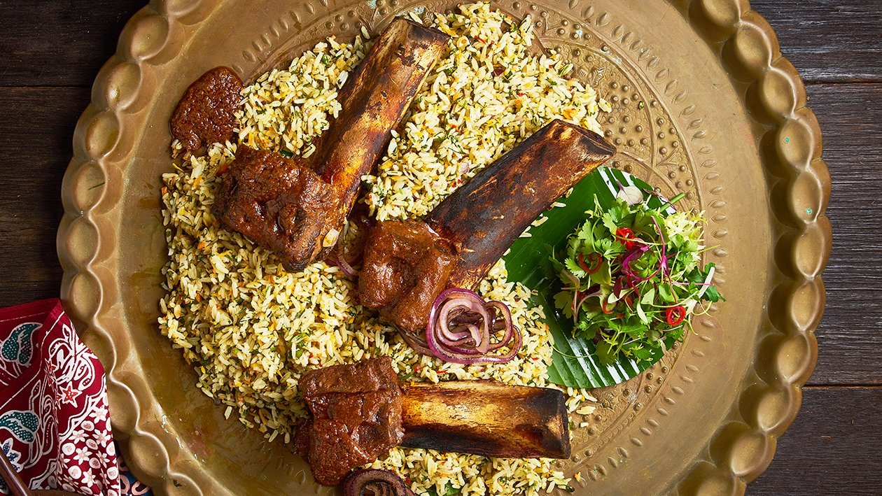Braised Short Rib Rendang with Herb Rice