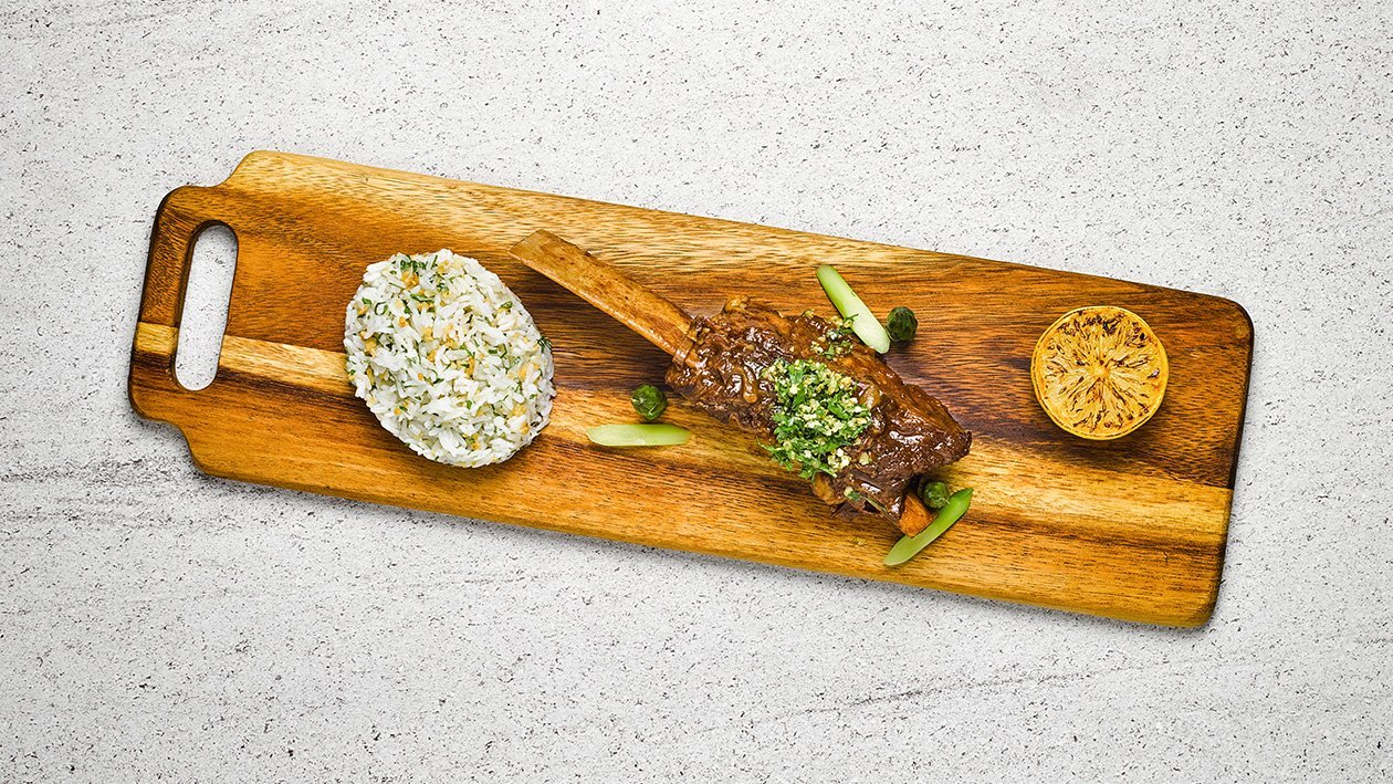 Braised Beef Short Ribs with Gremolata and Garlic Rice