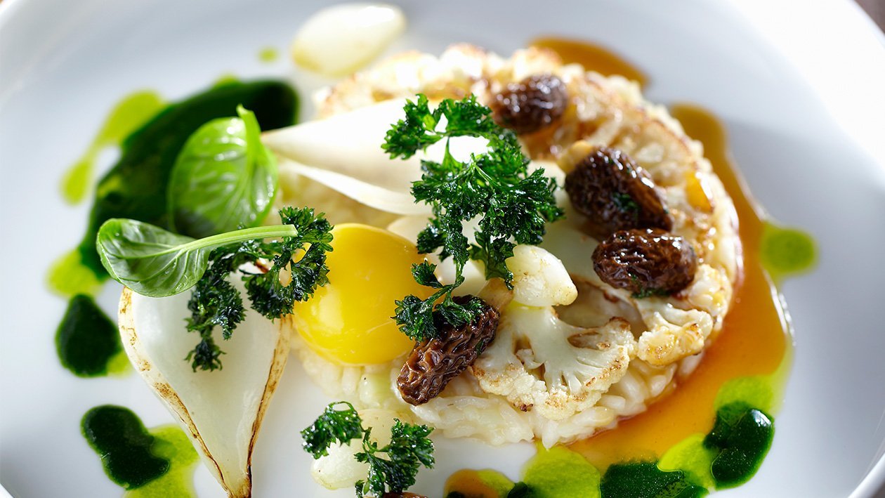 Cauliflower Risotto with Parsley and Morel Mushrooms